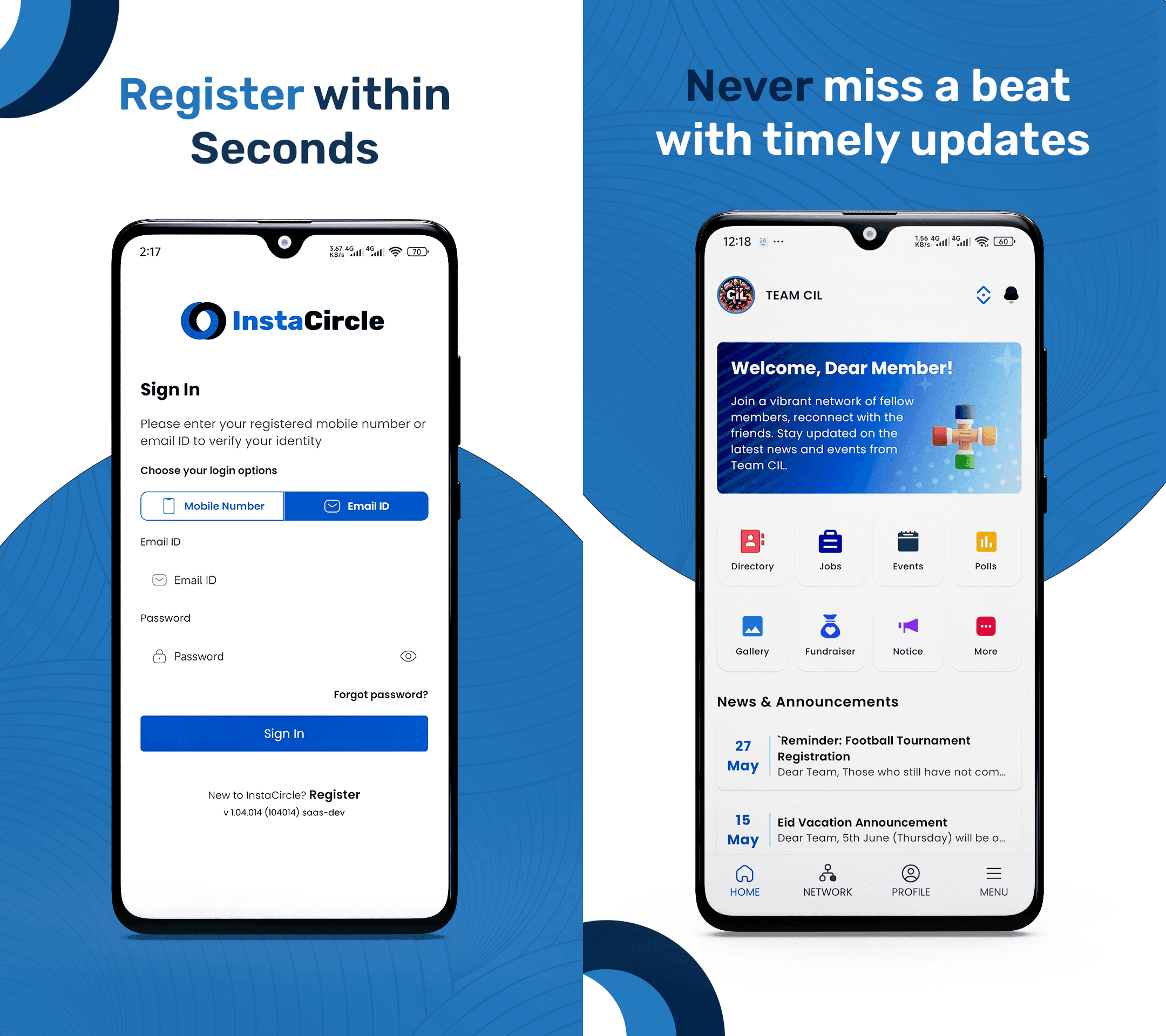 InstaCircle — Alumni Management Platform project preview